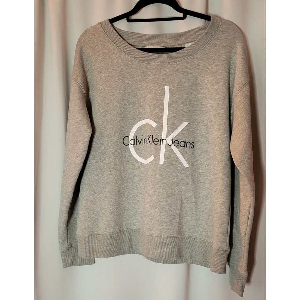 Calvin Klein Jeans Gray Monogram Logo Crewneck Sweatshirt Large NWOT